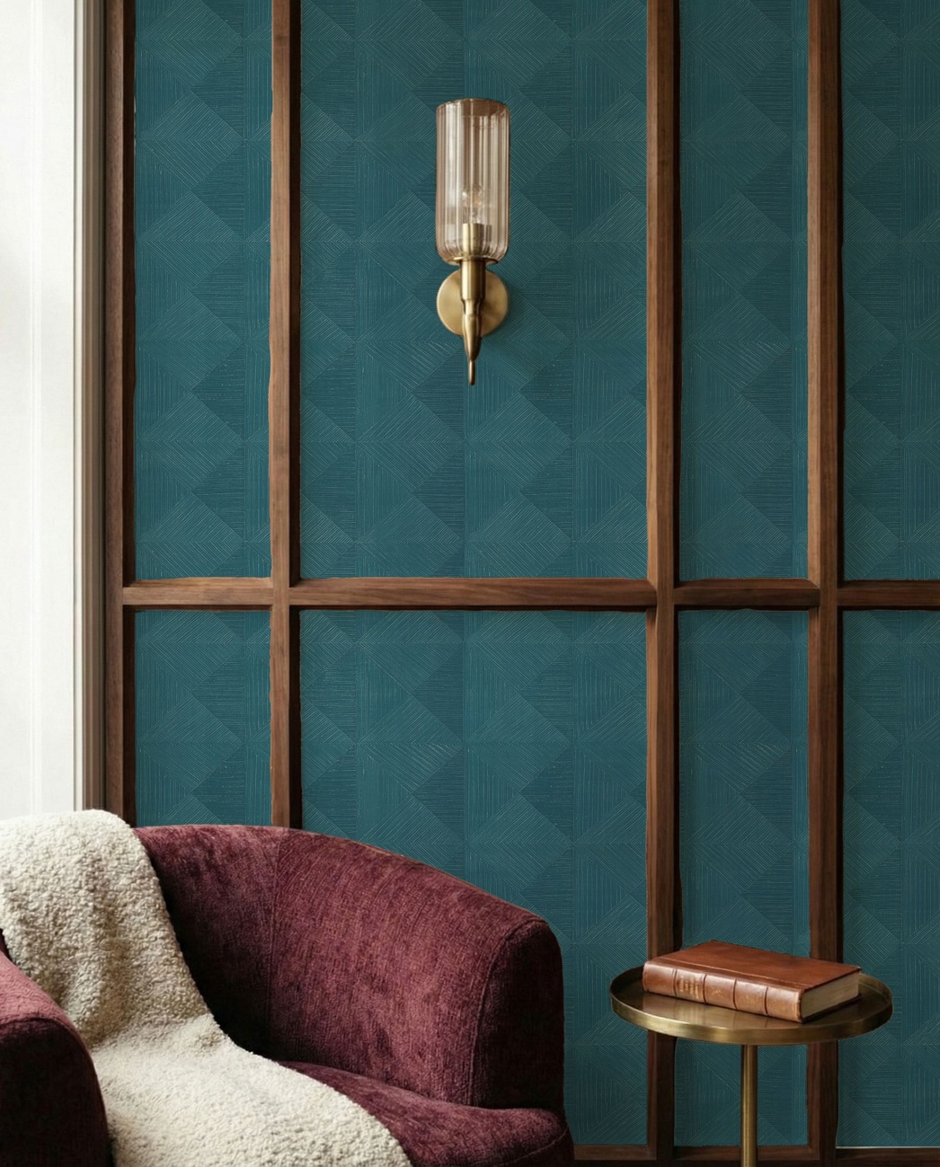 Tilted Squares Teal - Wallpaper