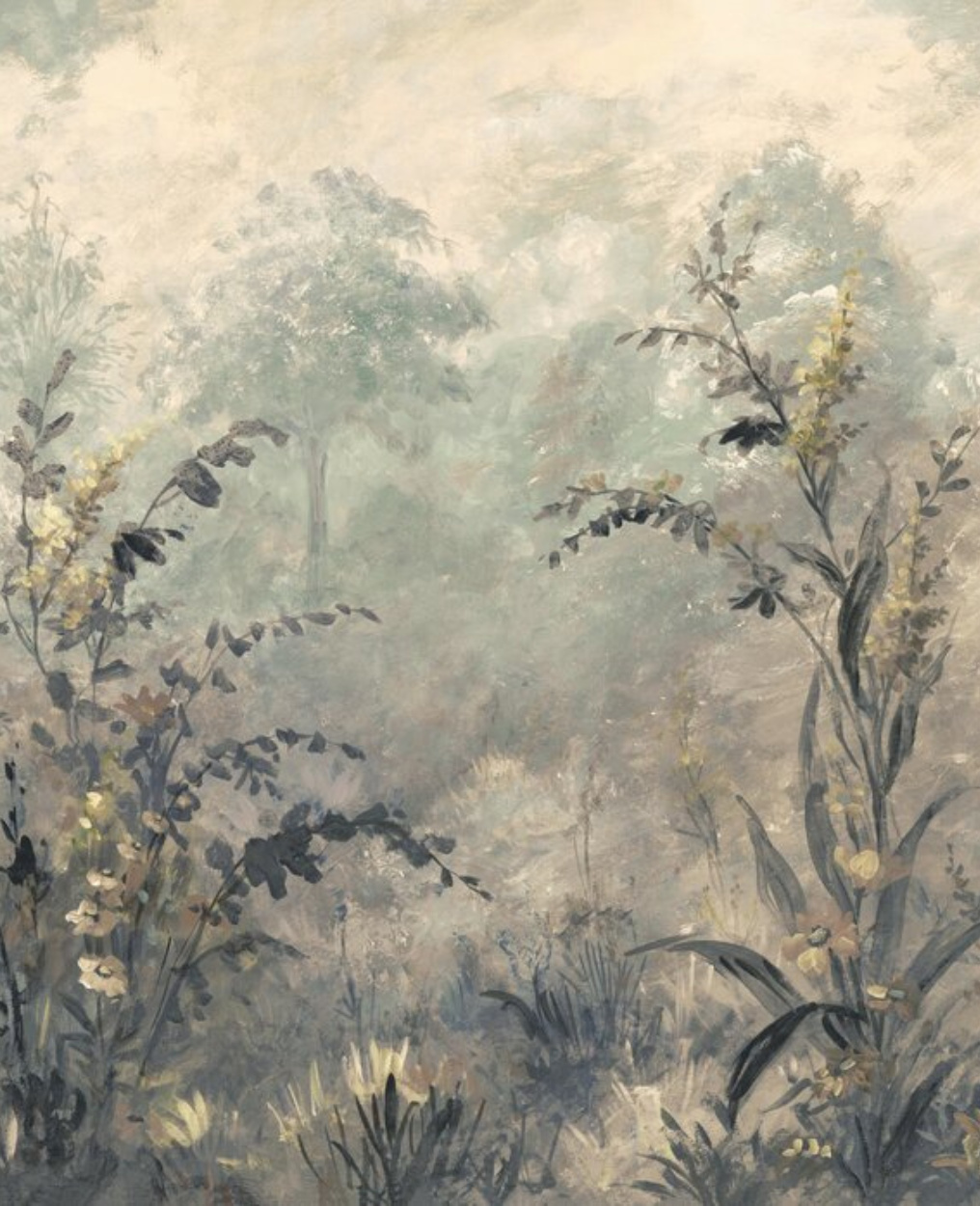 Forest lush plants grey ii - Wallpaper