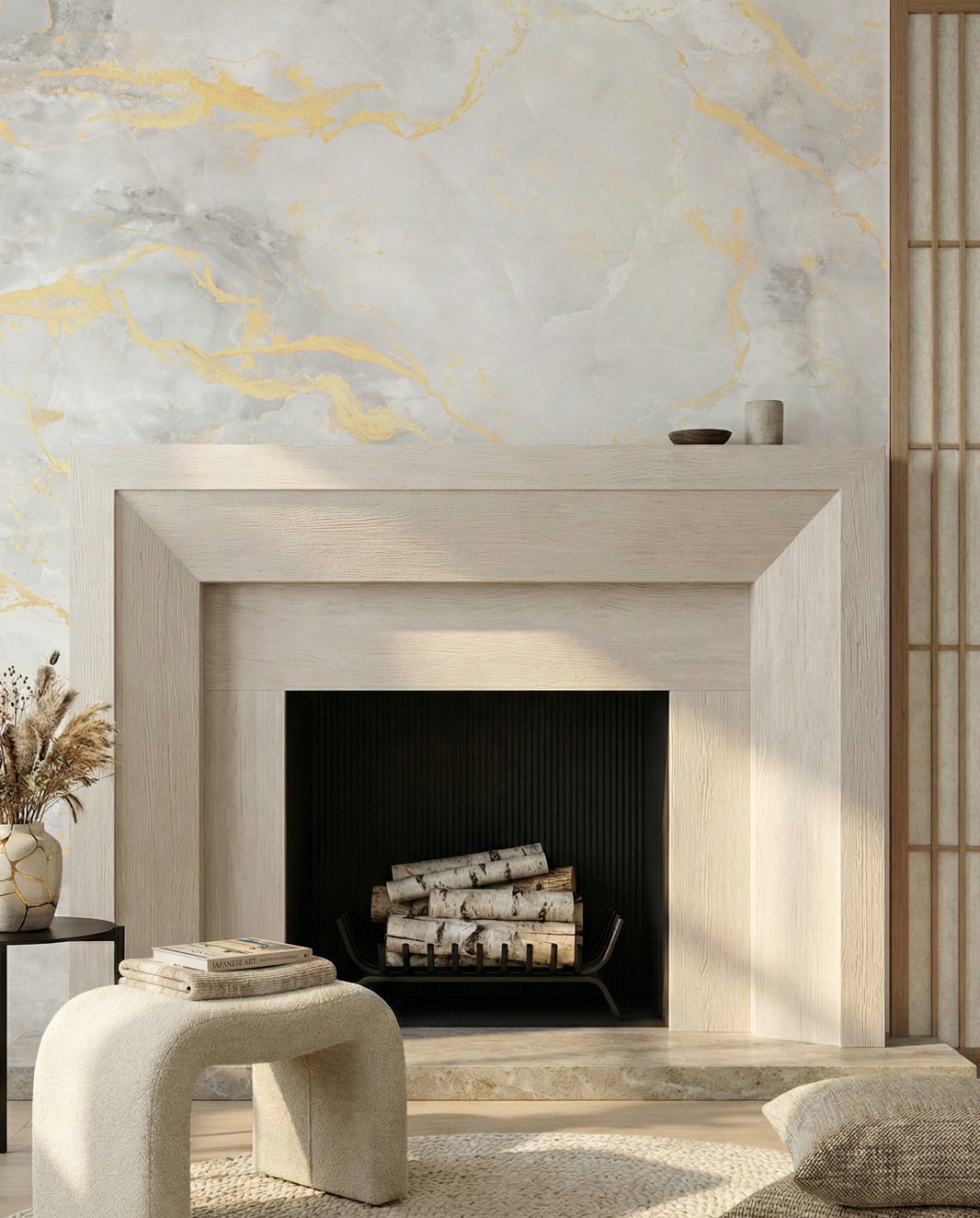 Marble Reverie Warm White - Wallpaper