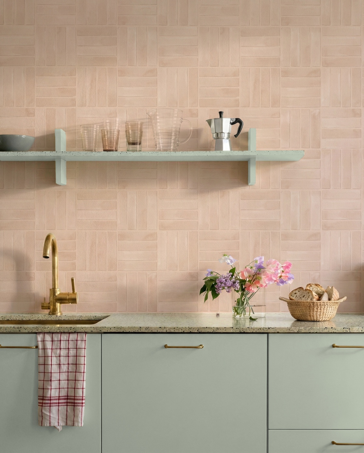 Spatial Tile Faded Peach - Wallpaper
