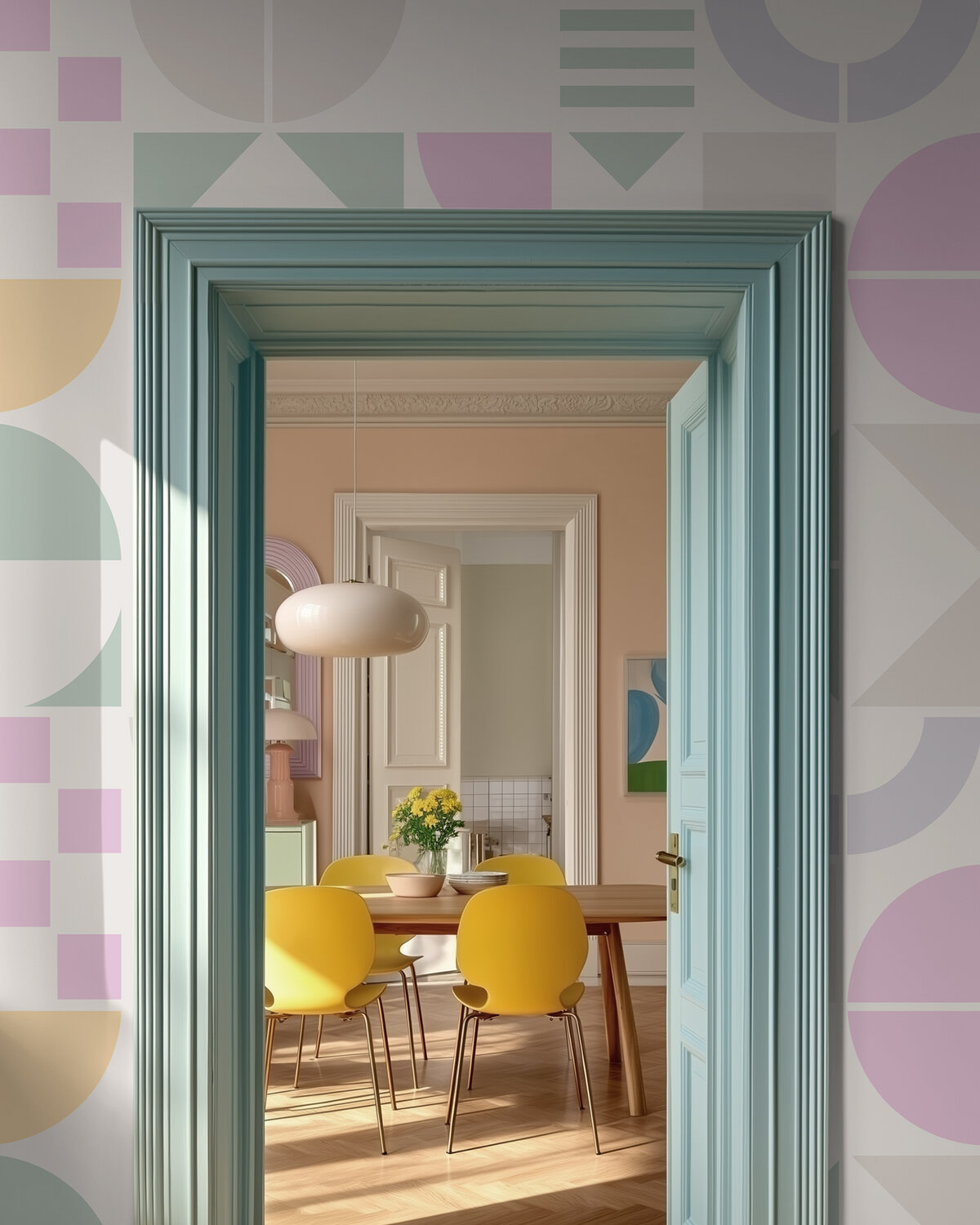 Bauhaus Geo Pastel - Wallpaper