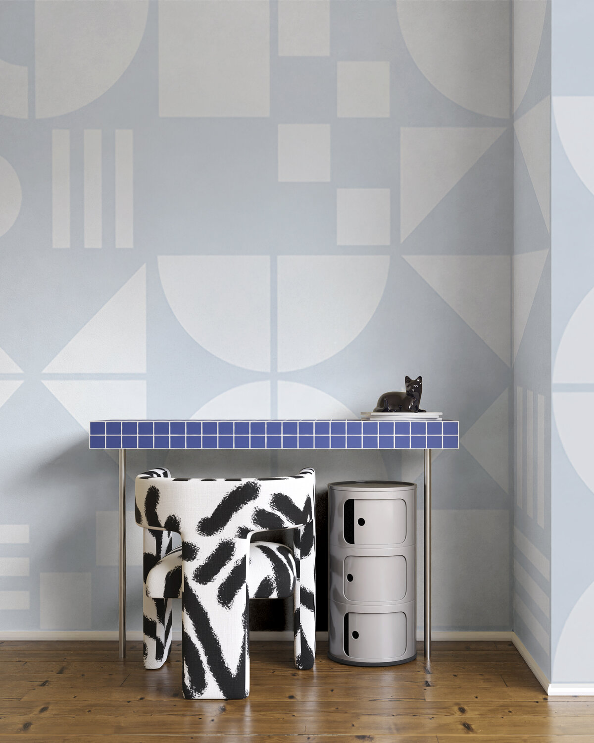 Bauhaus Geo Blue - Wallpaper