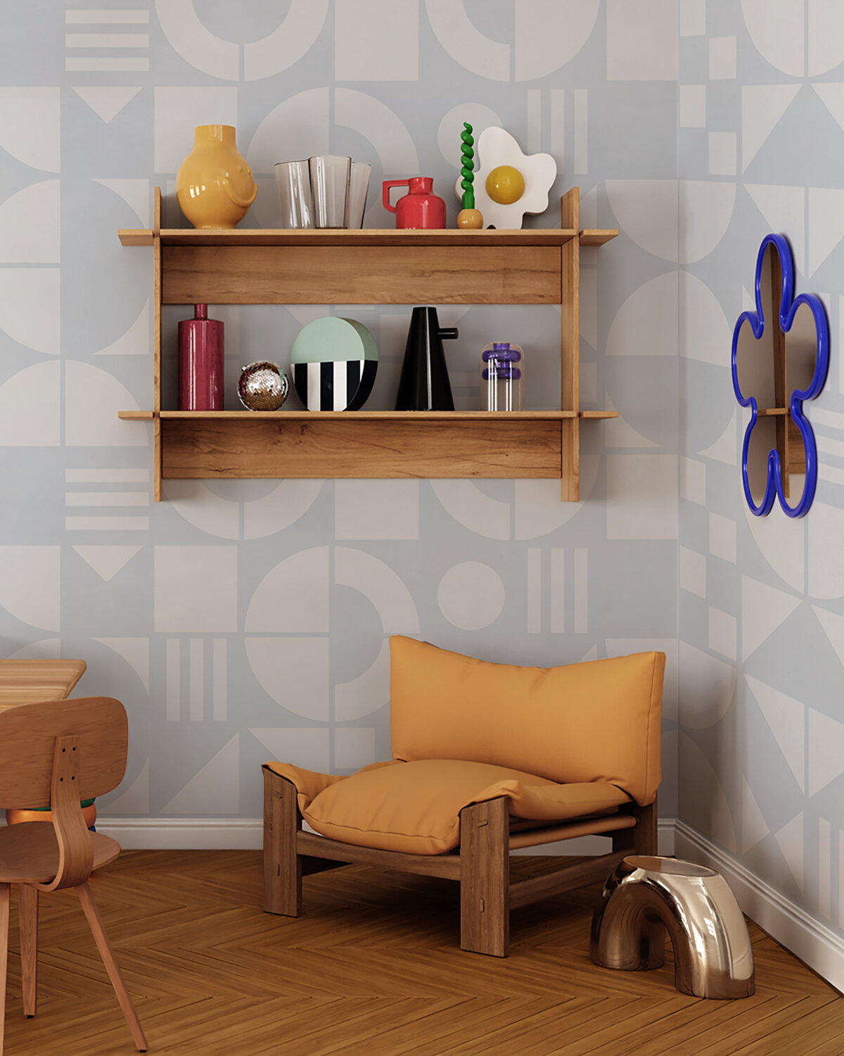 Bauhaus geo blue - Wallpaper