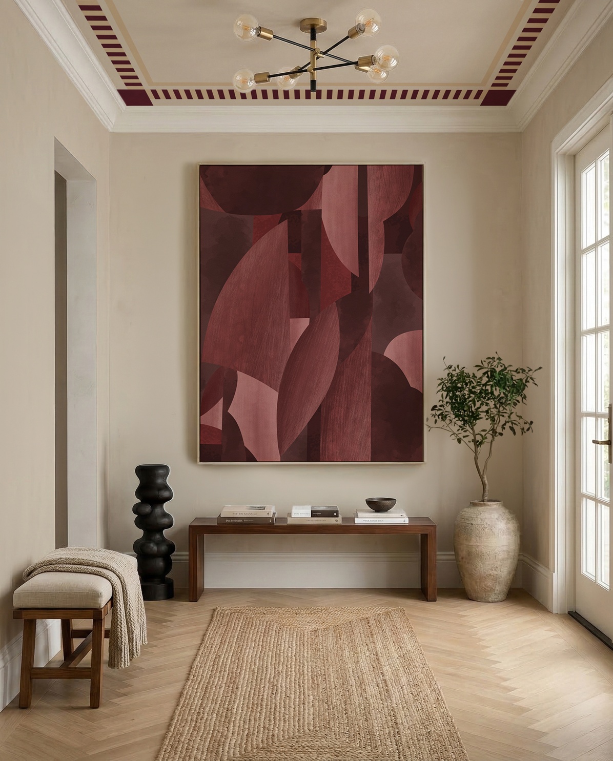 Abstract Forms Red - Wallpaper as XXL Wall art