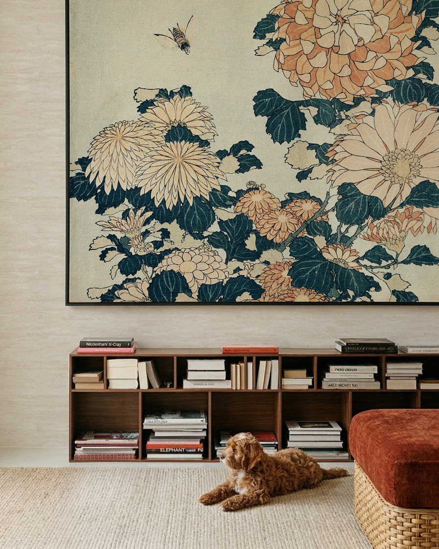 Chrysanthemums Katsushika Hokusai - Wallpaper as XXL Wall Art