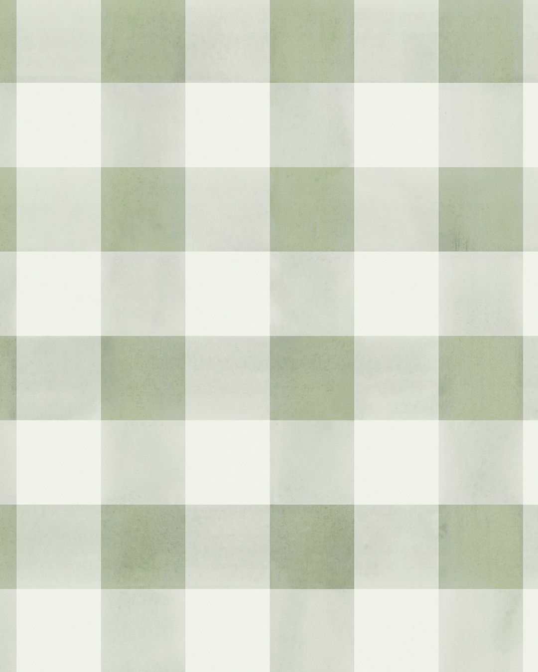 Tranquil Gingham Big Pattern Sage - Wallpaper