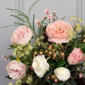 Faux Peach Peony & Rose Bouquet