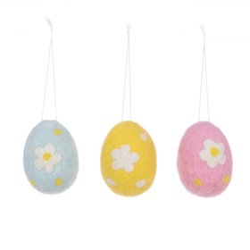 3 Felt Floral Easter Egg Hangers