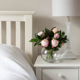 Faux Pink Peonies in Globe