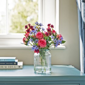 Faux Daisy, Rose & Astrantia in Vase