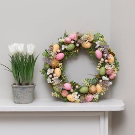 Faux Easter Egg & Foliage Wreath