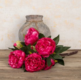 Faux Peony Bush Dark Pink