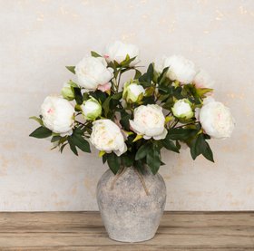 Faux Peony Bush White
