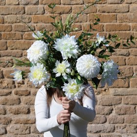 Luxury White Dahlia & Greenery Bouquet