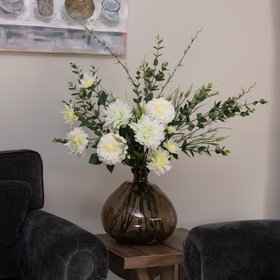 Luxury White Dahlia & Greenery Bouquet