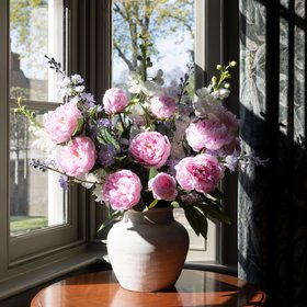 Pink Peony, Delphinium & Larkspur Bouquet
