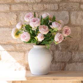 Faux Triple Head Peony Spray Light Pink