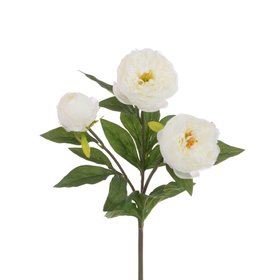Faux Triple Head Peony Spray White