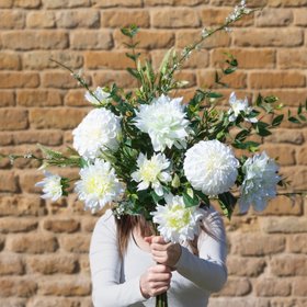 Luxury White Dahlia & Greenery Bouquet