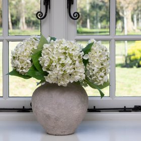 3 Faux Mini Hydrangea White