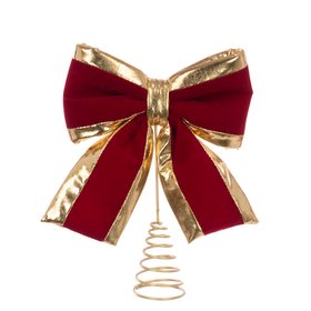Red & Gold Bow Christmas Tree Topper