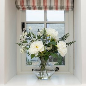 Faux Peony & Eucalyptus in Vase White