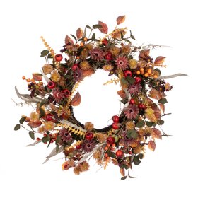 Faux Autumn Daisy & Berry Wreath