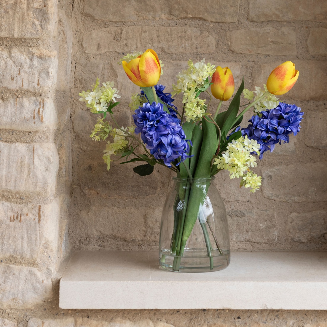 Faux Hyacinths & Tulips in Vase
