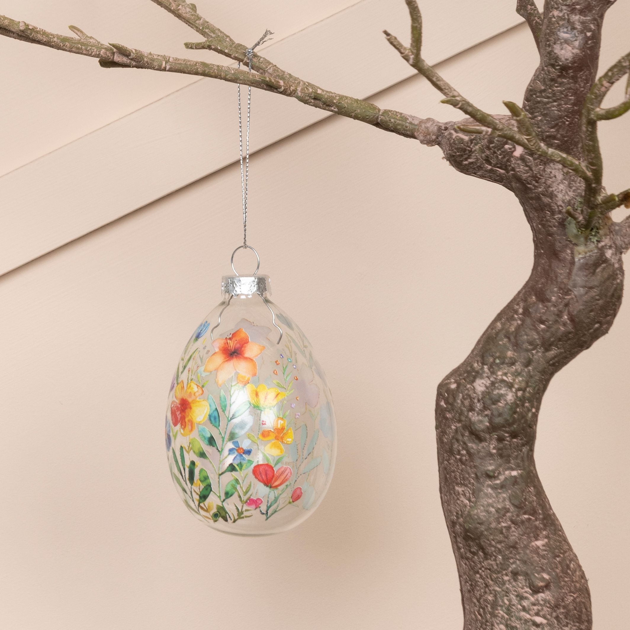Glass Wildflower Easter Egg Hanger