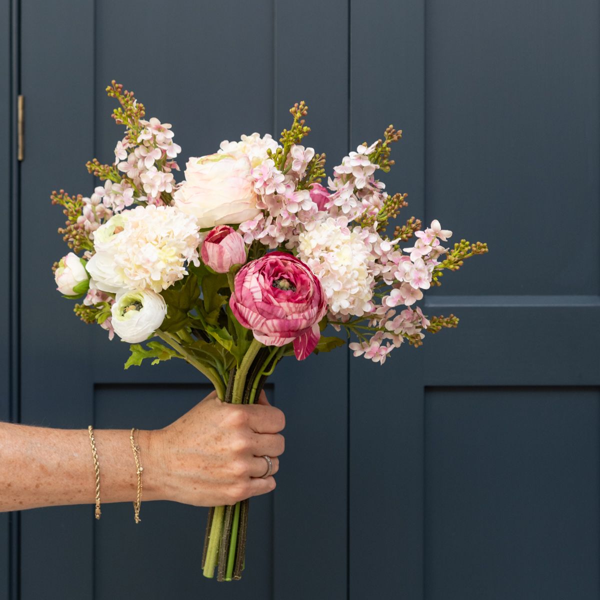 Faux Ranunculus & Lilac Petite Bouquet