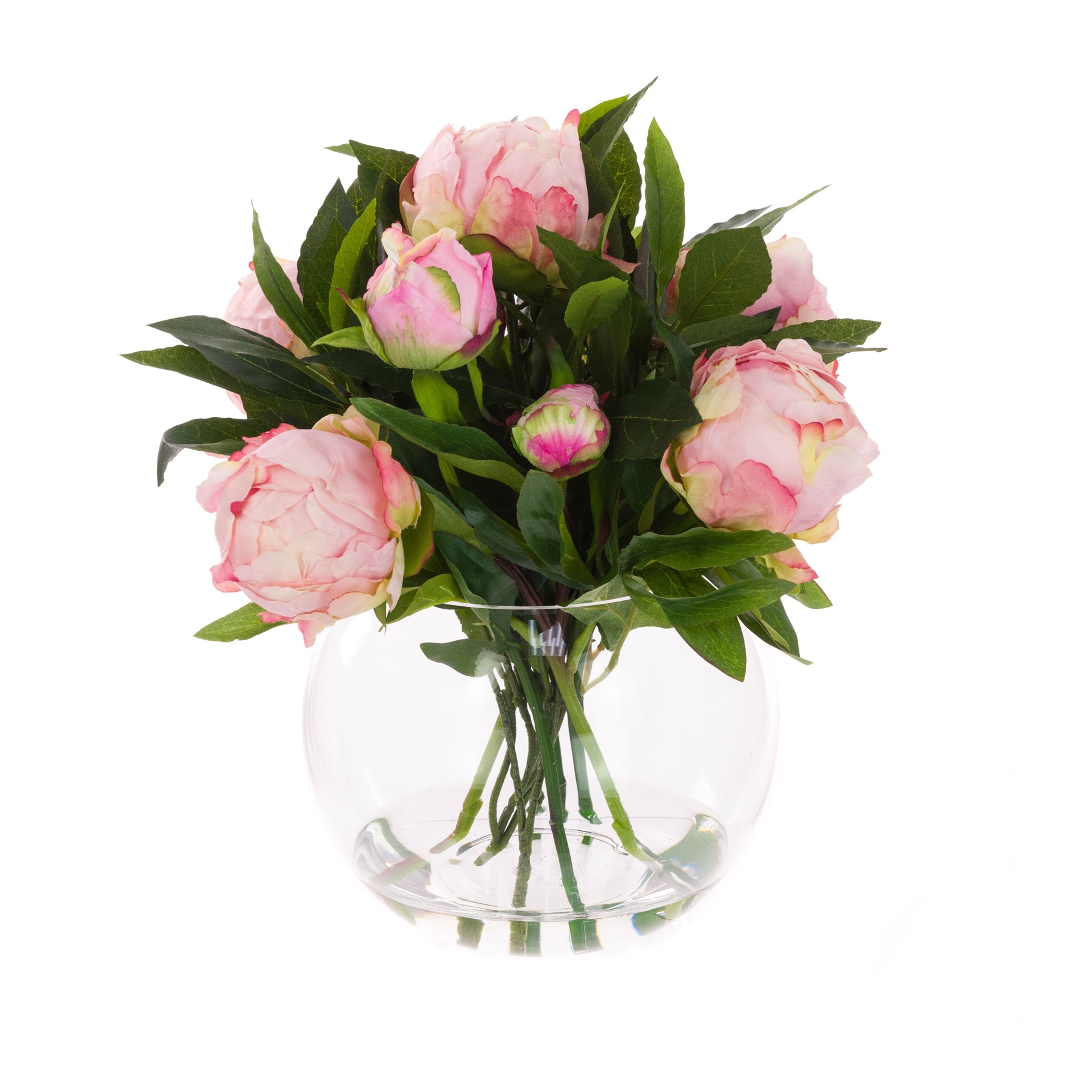 Faux Pink Peonies in Globe