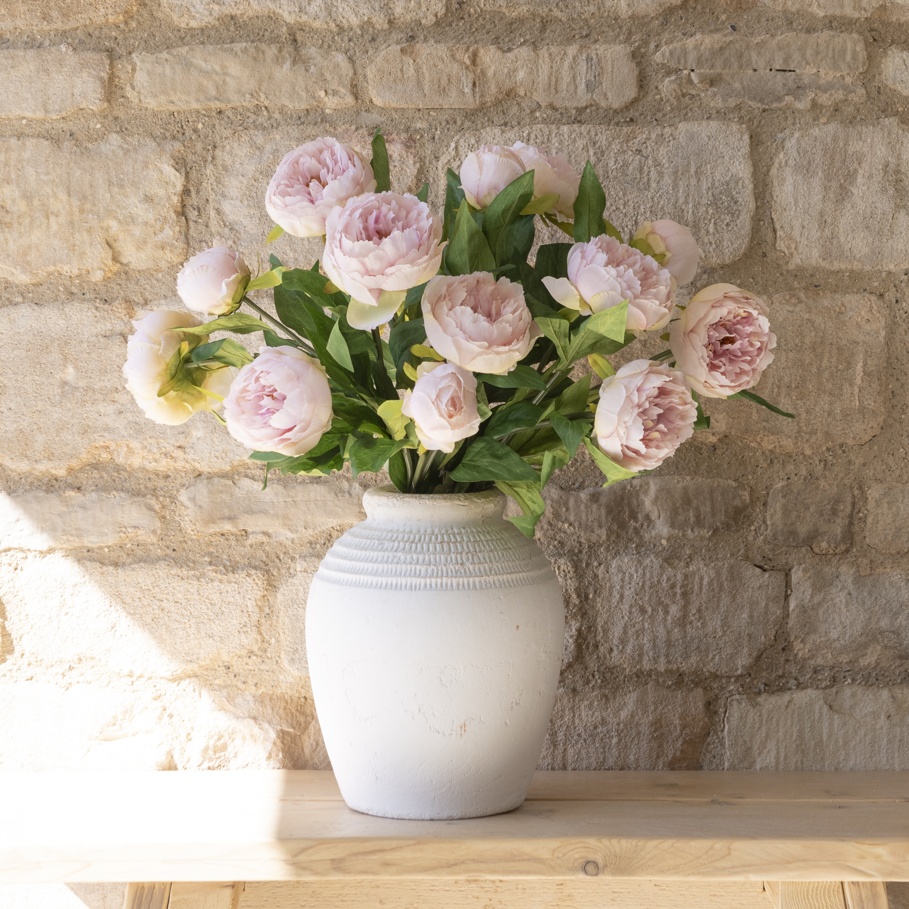 Faux Triple Head Peony Spray Light Pink