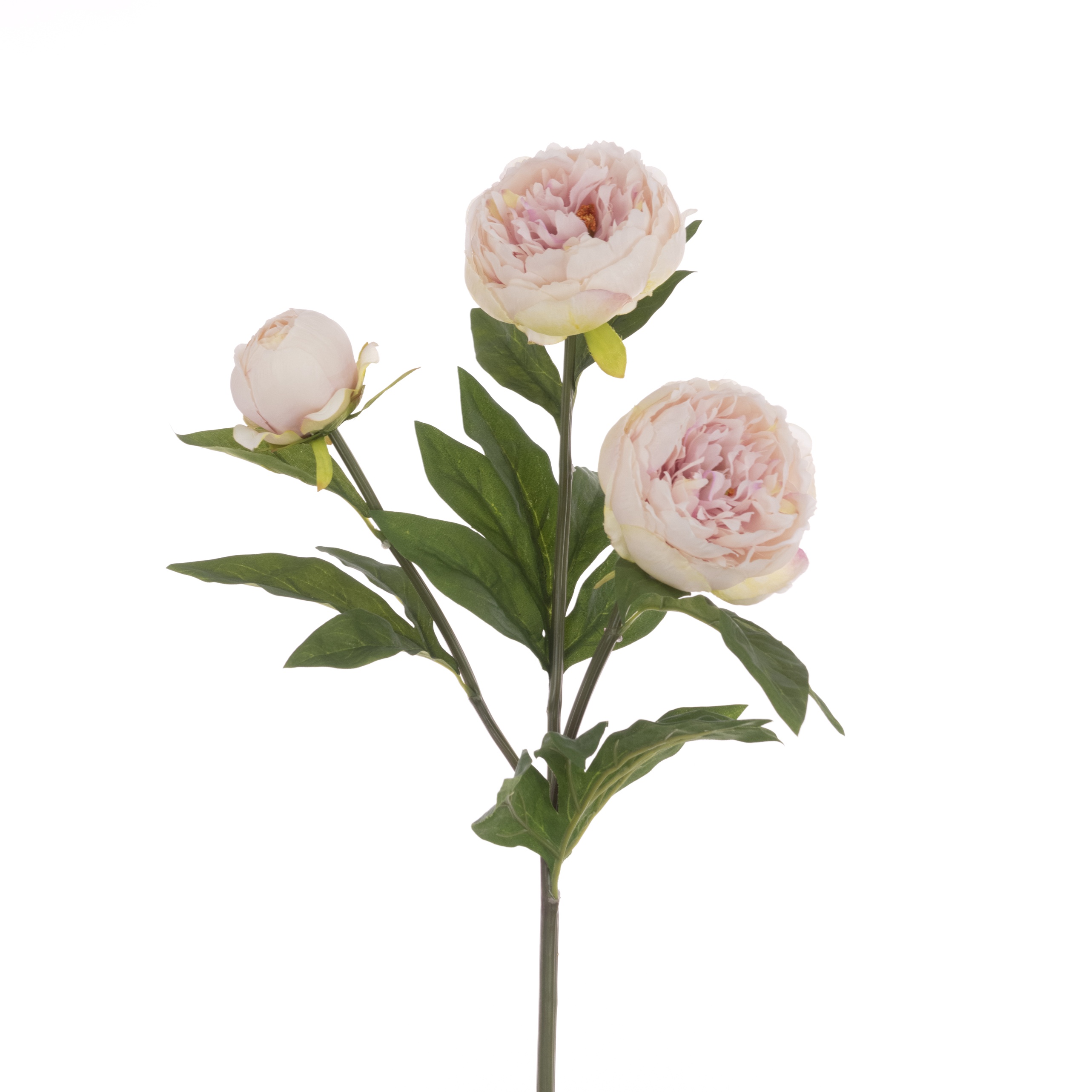 Faux Triple Head Peony Spray Light Pink
