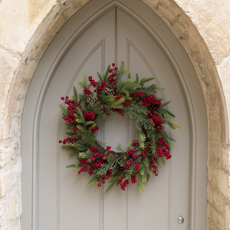 Faux Empingham Pine & Berry Wreath
