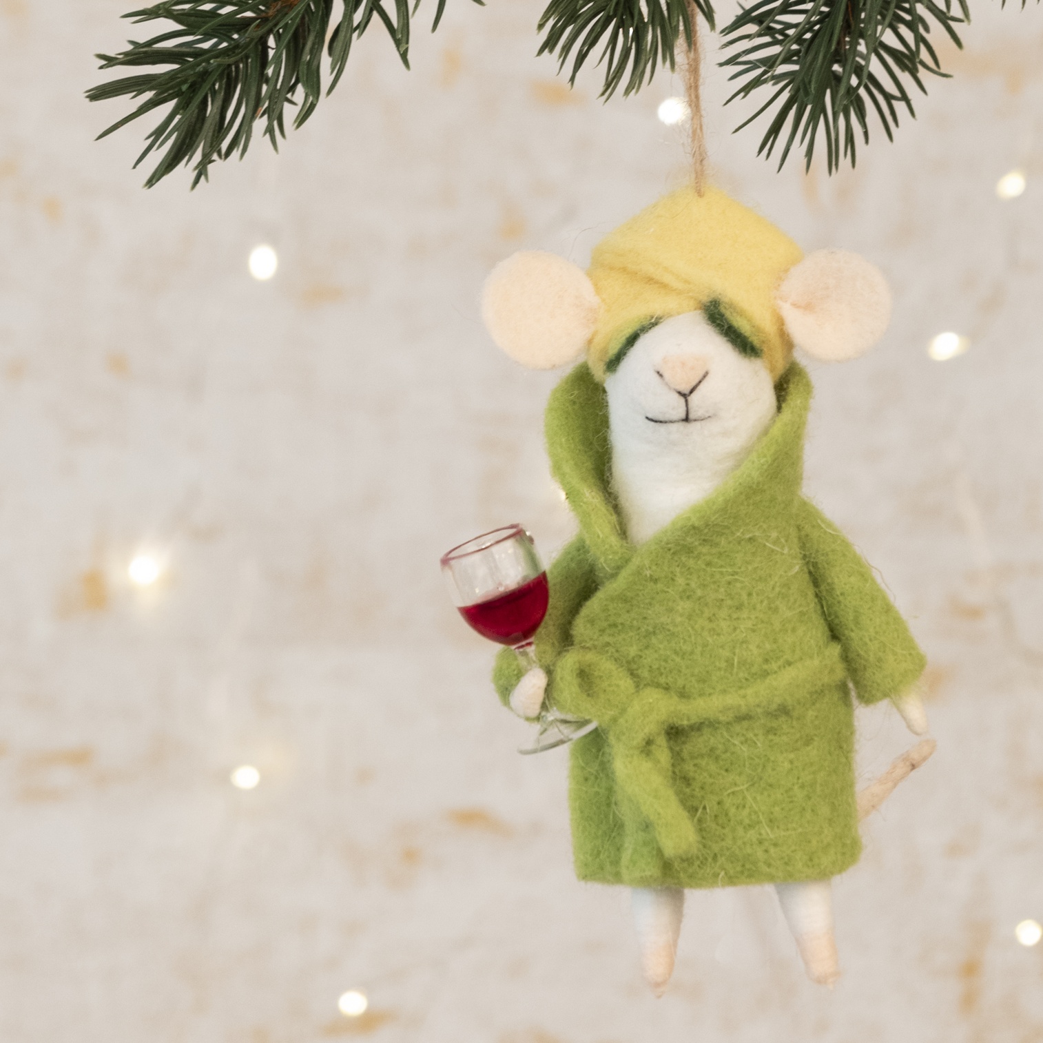 Felt Mouse at Spa Hanging Decoration