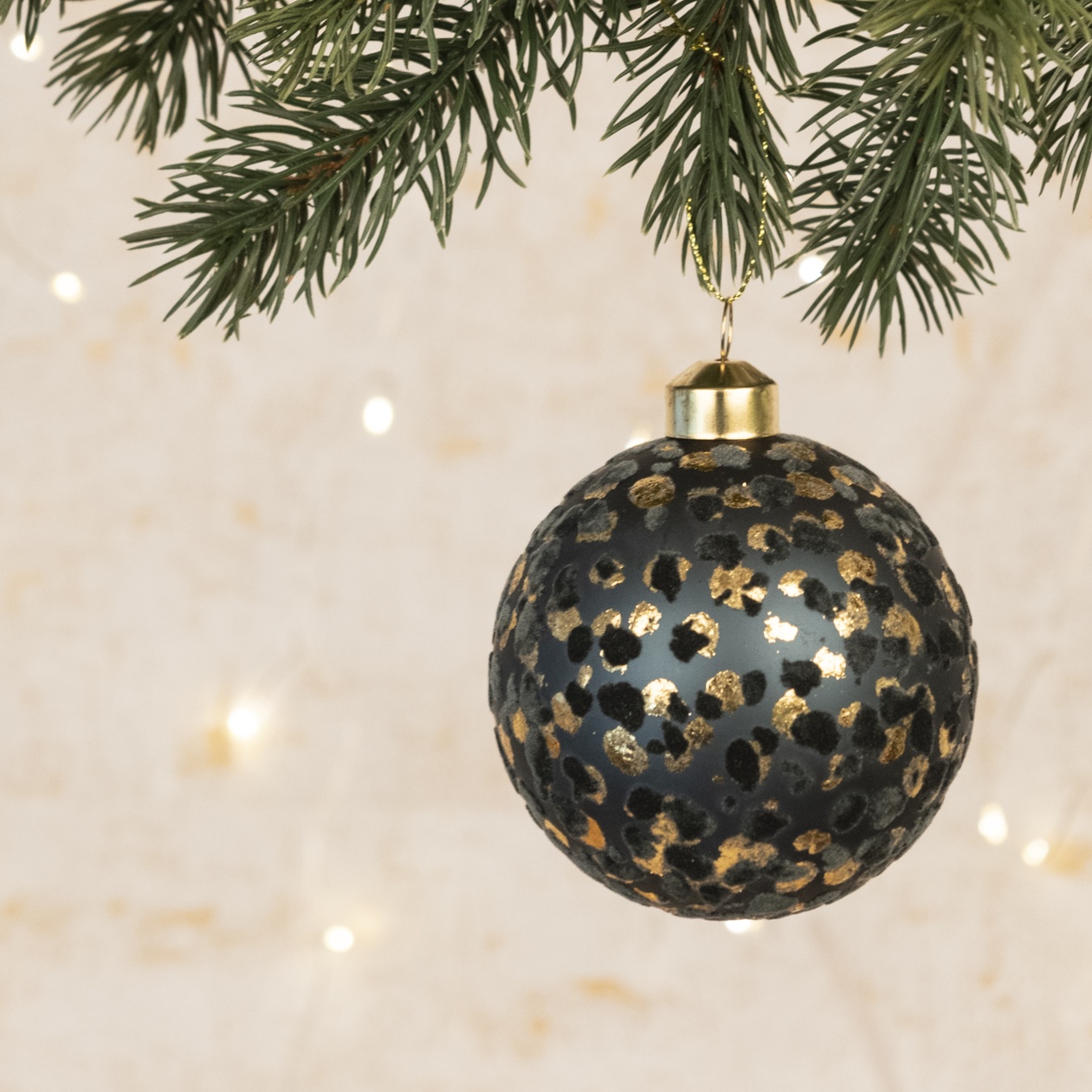 Set of 3 Glass Dark Blue Zanthe Christmas Baubles