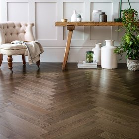 Broadleaf Dark Oak Plank Flooring    In Situ Square