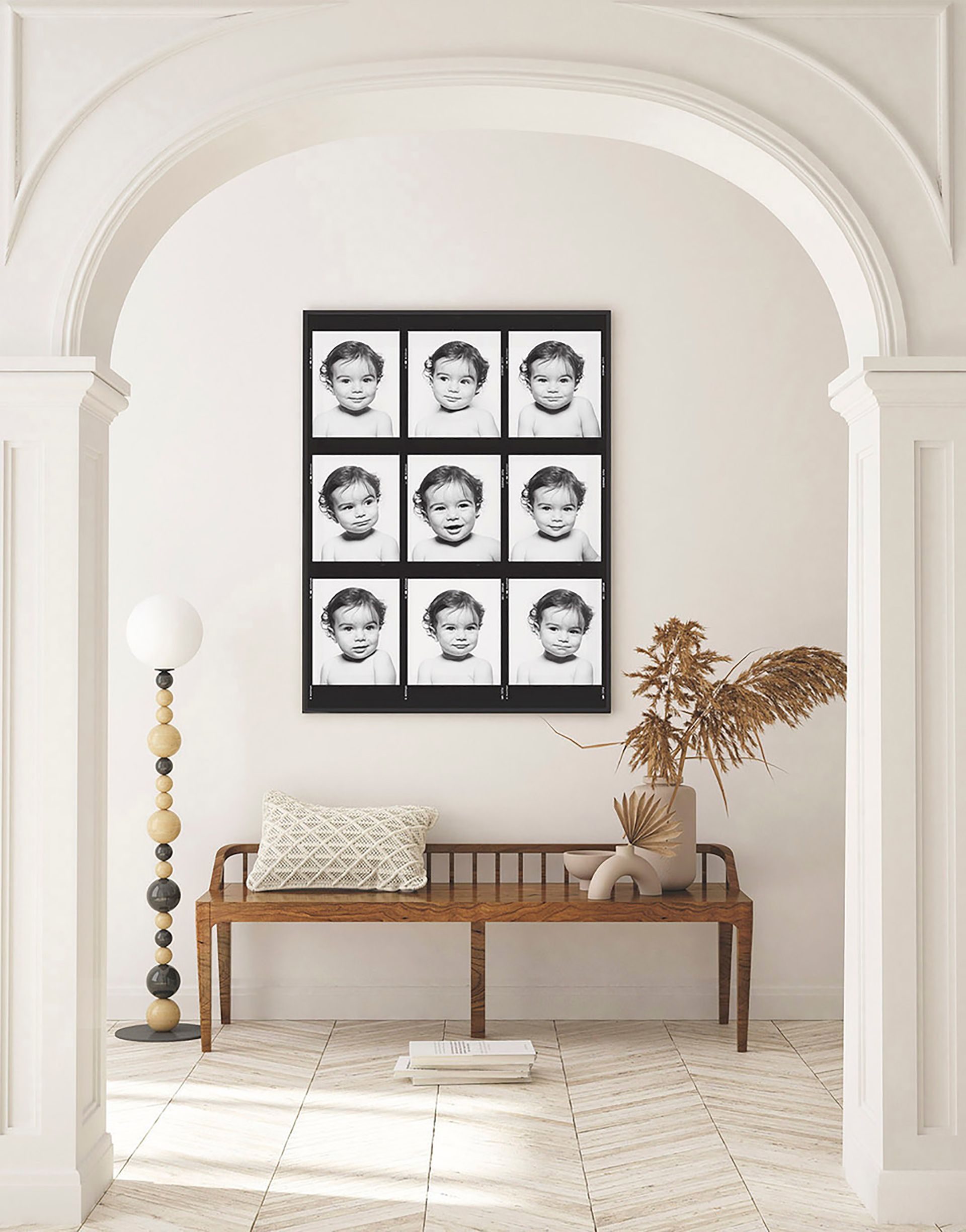 Moochi Maestro, nine portrait of a one-year-old framed in Sleek Black