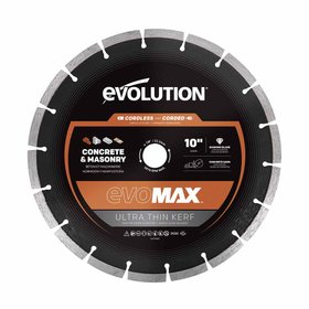 Evolution EVOMAX 260mm Ultra Think Kerf, Premium Diamond Disc Cutter Blade, 22.2mm Bore
