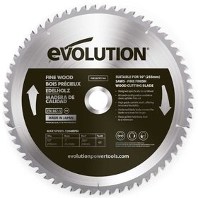 Evolution 255mm Fine Cut 60T Wood Blade For Table & Mitre Saws