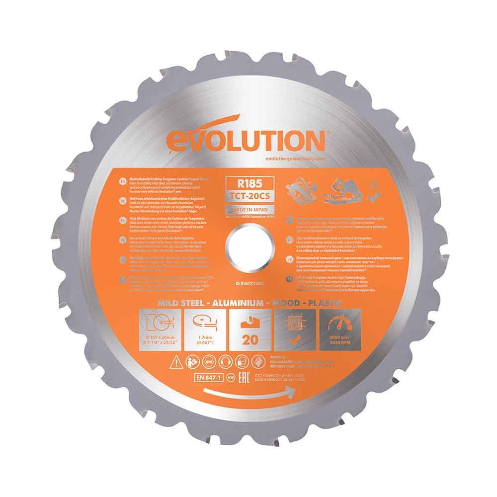 Evolution 185mm Multi-Material Cutting 20T Blade R185TCT-CS Circular & Chop Saws