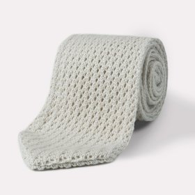 Ecru Knitted Wool-Cashmere Blend Tie