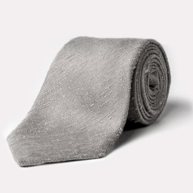 Grey Shantung Silk Tie
