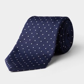 Navy & White Micro Dot Silk Tie