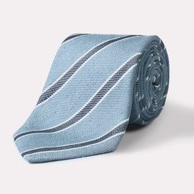 Skyline Blue & Navy Stripe Silk Blend Tie