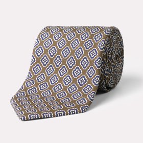Tobacco & Blue Medallion Silk Tie