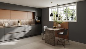 KUBE Kitchens   Senso Coral & Slate Grey 2