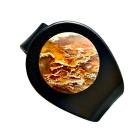 Natural Lichen Moss Agate Leather Bracelet