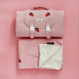 Travel Mat & Blanket Set - Strawberry Picnic Pup