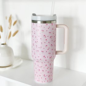 Stainless Steel Tumbler - Ditsy Floral Pink